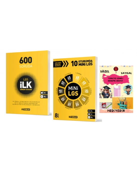 HIZ YAYINLARI 8.SINIF 600 SORUDA LGS İLK DÖNEM TEKRARI ve 10 OTURUMDA MİNİ LGS - Hediye