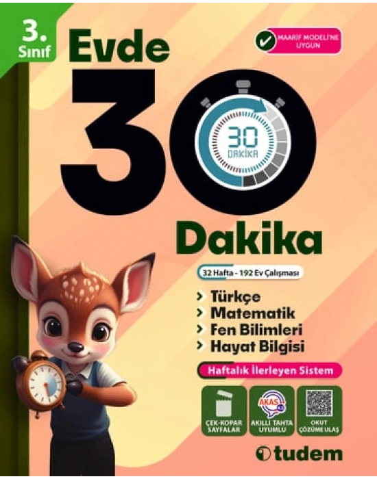 TUDEM YAYINLARI 3. Sınıf Evde 30 Dakika (Maarif Modeli)
