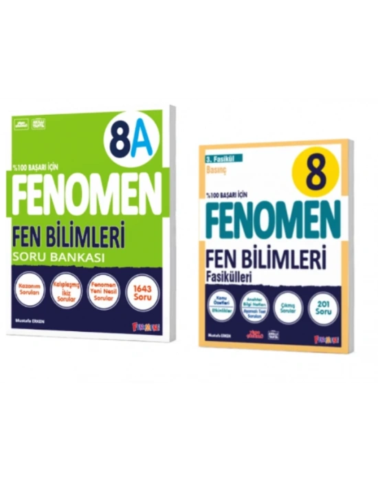 FENOMEN YAYINLARI 8. SINIF Fen Bilimleri A Soru Bankası + Fen Bilimleri 3. Fasikül (Basınç)