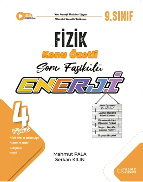 PALME YAYINLARI 9.SINIF ENERJİ FİZİK KONU ÖZETLİ SORU FASİKÜLLERİ (4 FASİKÜL)