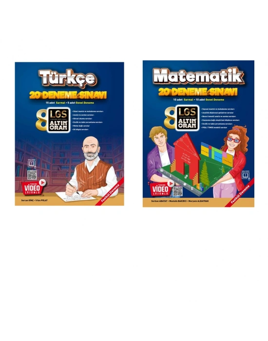 ALTIN ORAN 8.SINIF TÜRKÇE - MATEMATİK 20 DENEME SINAVI (2 Kitap)