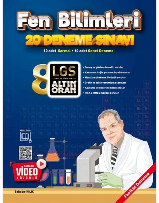 ALTIN ORAN 8.SINIF TÜRKÇE - MATEMATİK- FEN BİLİMLERİ 20 DENEME SINAVI (3 Kitap)
