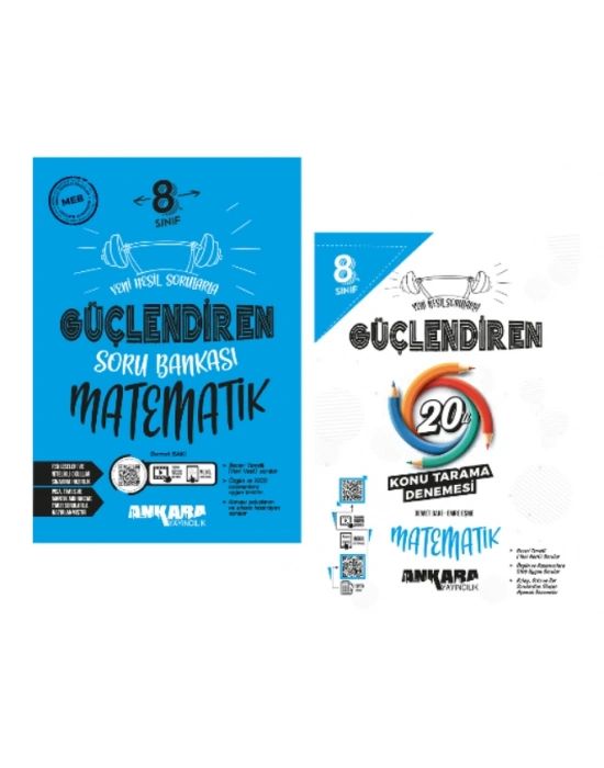 ANKARA YAYINCILIK 8. Sınıf Matematik Güçlendiren Soru Bankası ve 20li Konu Tarama Denemesi (2 Kİtap)
