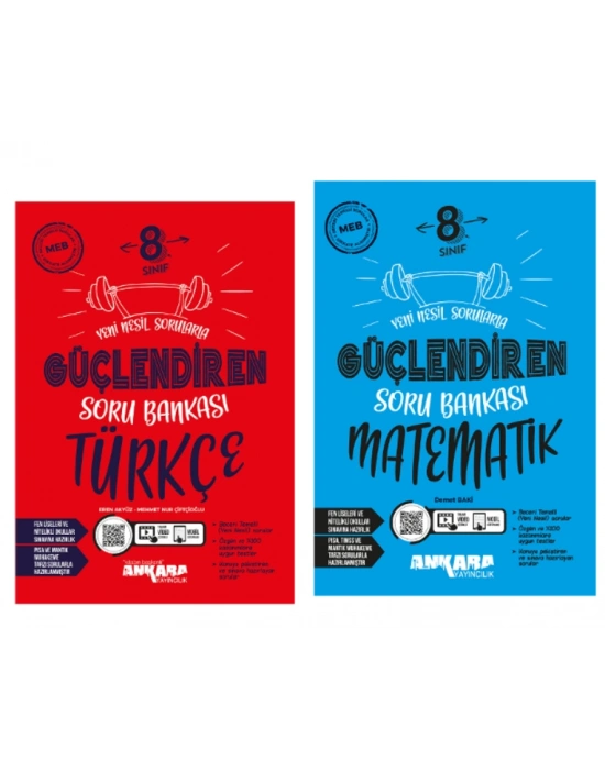 ANKARA YAYINCILIK 8. Sınıf Türkçe - Matematik  Güçlendiren Soru Bankaları (2 Kitap)