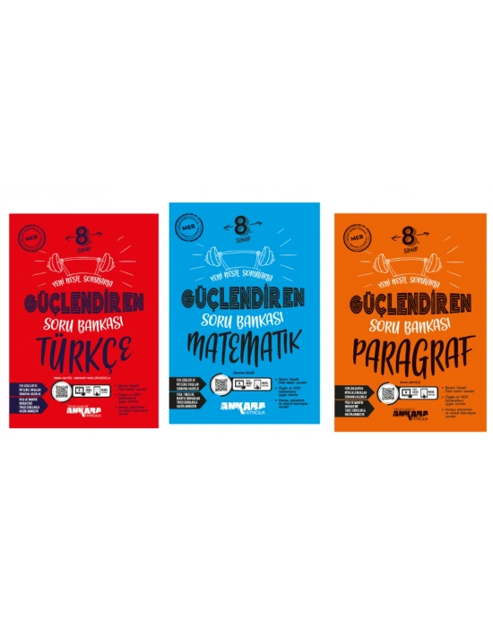 ANKARA YAYINCILIK 8. Sınıf Türkçe - Matematik Güçlendiren Soru Bankası ve Paragraf Soru Bankası (3 Kitap)