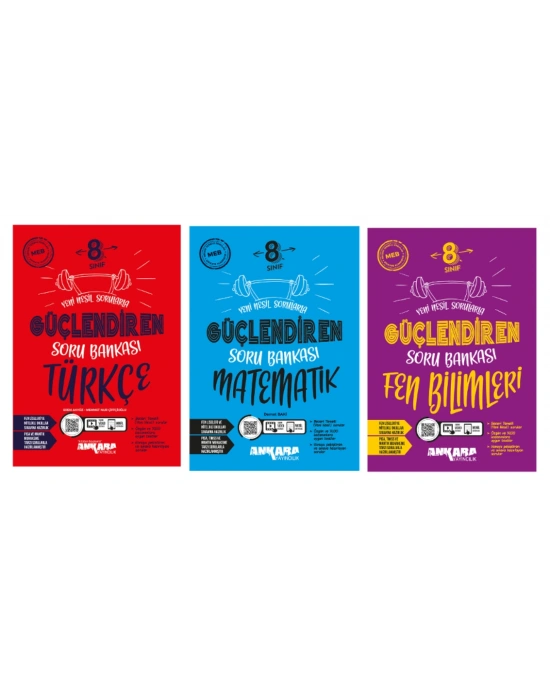 ANKARA YAYINCILIK 8. Sınıf Türkçe - Matematik ve Fen Bilimleri Güçlendiren Soru Bankaları (3 Kitap)