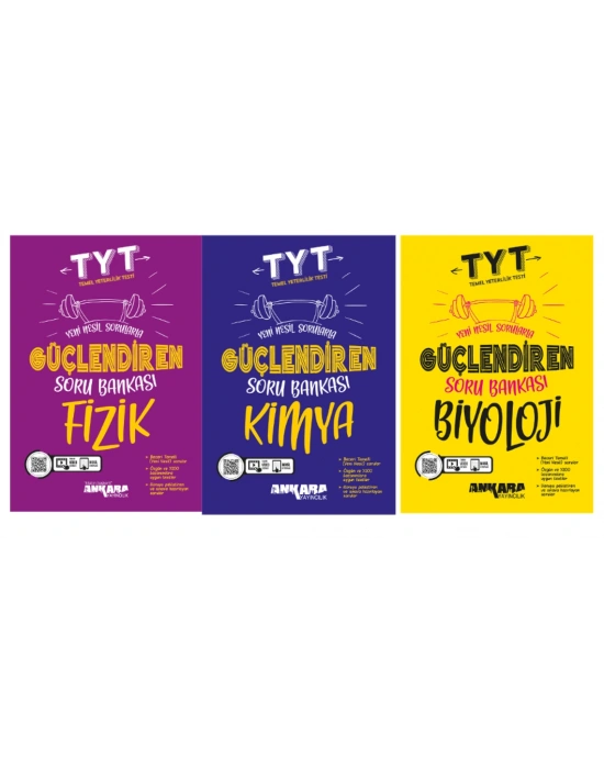 ANKARA YAYINCILIK TYT Fizik - Kimya - Biyoloji Güçlendiren Soru Bankası (3 Kitap)