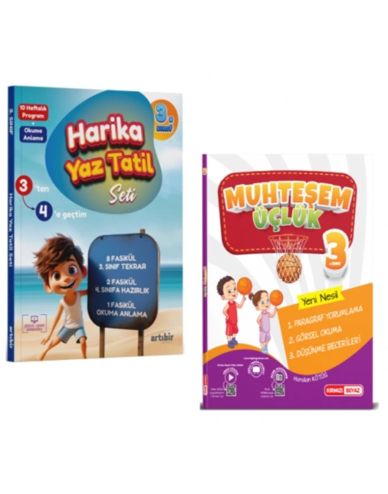 ARTIBİR YAYINLARI 3. Sınıf Harika Yaz Tatili ve Muhteşem Üçlük Paragraf Soru Bankası (2 Kitap)