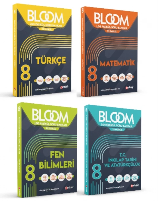 ARTIBİR YAYINLARI 8. Sınıf Bloom Türkçe + Matematik + Fen Bilimleri + T.C. İnkılap Tarihi ve Atatürkçülük Fasikül Soru Bankası (4 Kitap)