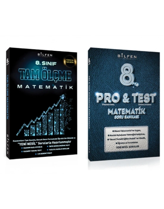 BİLFEN 8. Sınıf Matematik Tam Ölçme - Protest Soru Bankası ( 2 Kitap)