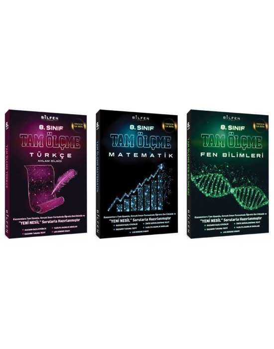 BİLFEN 8. Sınıf Tam Ölçme Türkçe - Matematik - Fen Bilimleri Soru Bankası (3 Kitap)