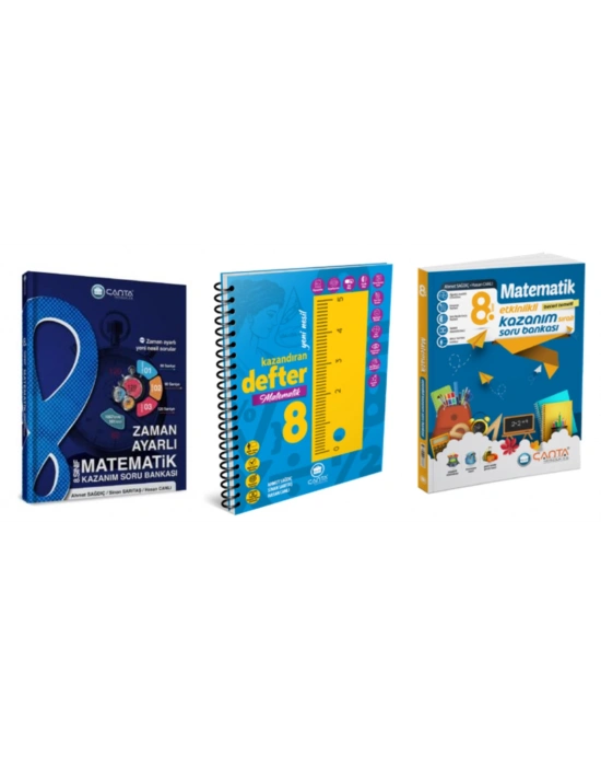 Çanta Yayıncılık 8. Sınıf Matematik Kazandıran Defter - Etkinlik Kazanım Soru Bankası ve Zaman Ayarlı Kazanım Soru Bankası (3 Kitap)