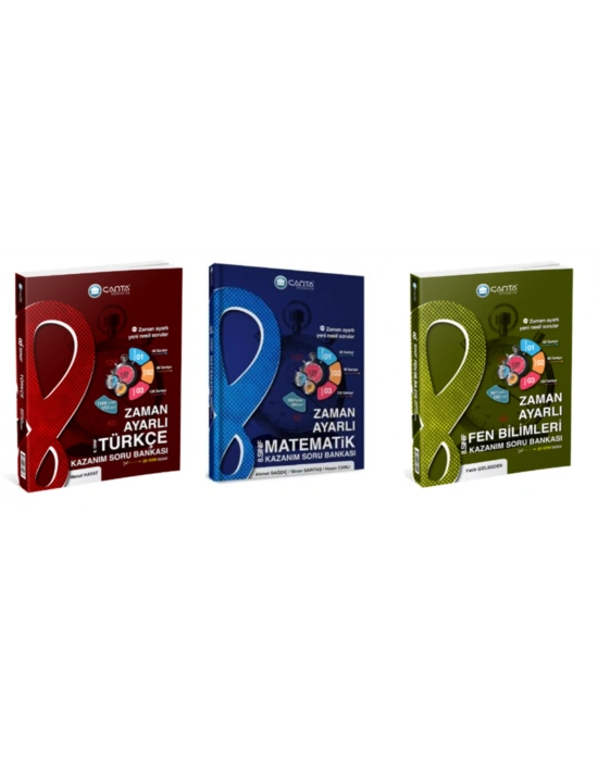 ÇANTA YAYINCILIK 8.SINIF Türkçe - Matematik ve Fen Bilimleri Zaman Ayarlı Kazanım Soru Bankası (3 Kitap)