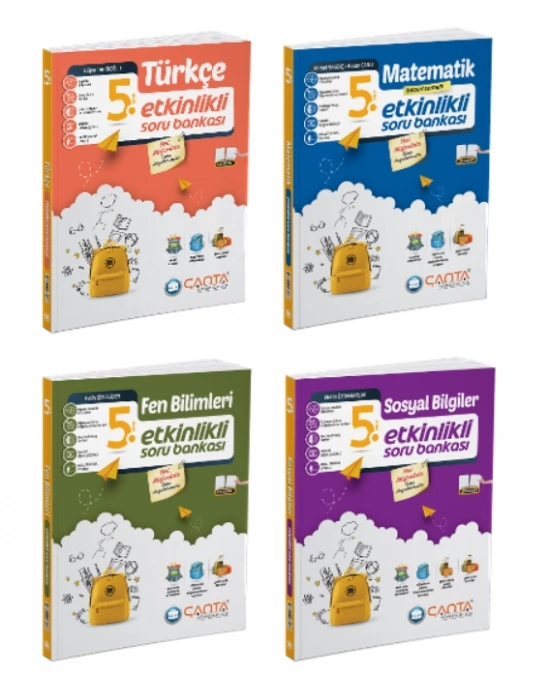 Çanta Yayınları 5. Sınıf Tüm Dersler Etkinlikli Kazanım Sıralı Soru Bankaları (4 Kitap)