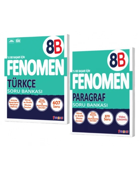 FENOMEN YAYINCILIK 8. Sınıf Türkçe B Soru Bankası + Paragraf B Soru Bankası (2 Kitap)
