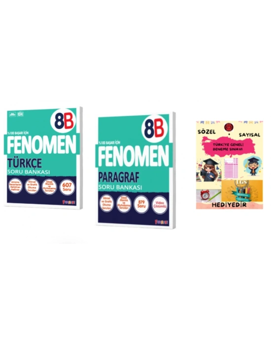FENOMEN YAYINLARI 8. SINIF Türkçe B Soru Bankası + Paragraf B Soru Bankası
