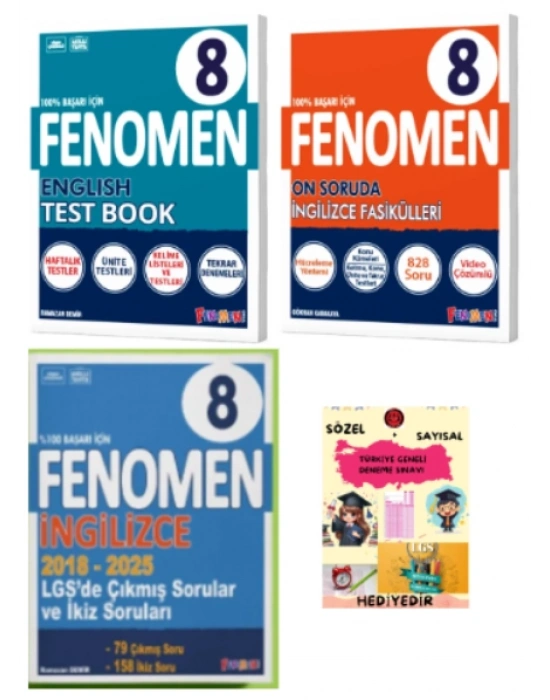 FENOMEN YAYINLARI 8. SINIF İngilizce Soru Bankası +Fasiküller + LGS Çıkmış Sorular ve İkiz Soruları (2018-2025)