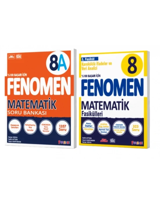 FENOMEN YAYINLARI 8. SINIF Matematik A Soru Bankası ve Matematik 3. Fasikül (Kareköklü İfadeler ve Veri Analizi)(2 KİTAP)