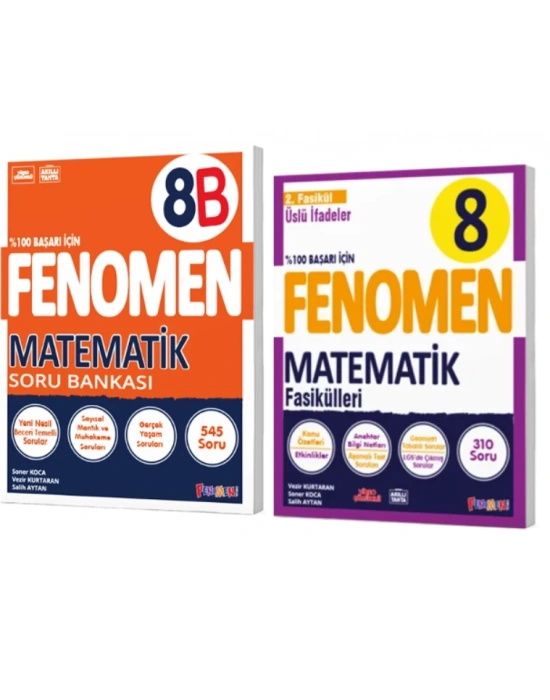 FENOMEN YAYINLARI 8. SINIF Matematik B Soru Bankası ve Matematik 2. Fasikül (Üslü İfadeler)(2 KİTAP)