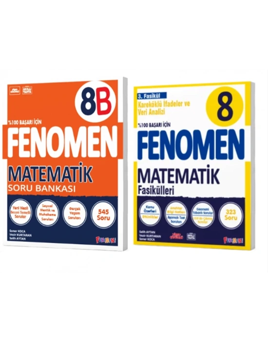 FENOMEN YAYINLARI 8. SINIF Matematik B Soru Bankası ve Matematik 3. Fasikül (Kareköklü İfadeler ve Veri Analizi)(2 KİTAP)