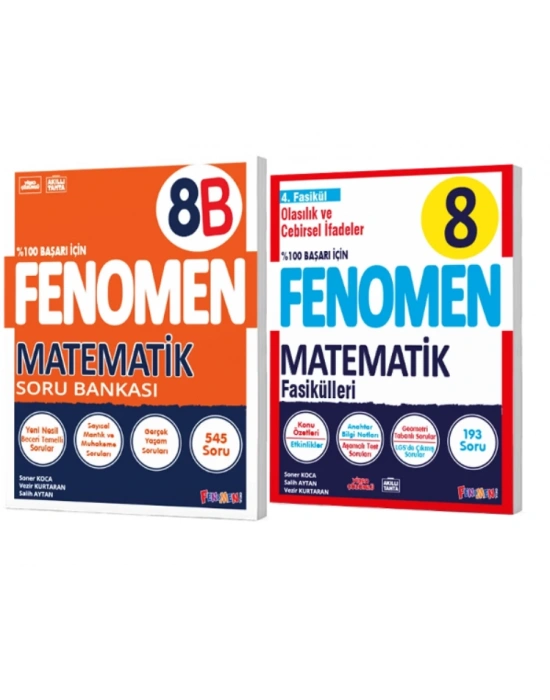FENOMEN YAYINLARI 8. SINIF Matematik B Soru Bankası ve Matematik 4. Fasikül (Olasılık, Cebirsel İfadeler ve Özdeşlikler)(2 KİTAP)