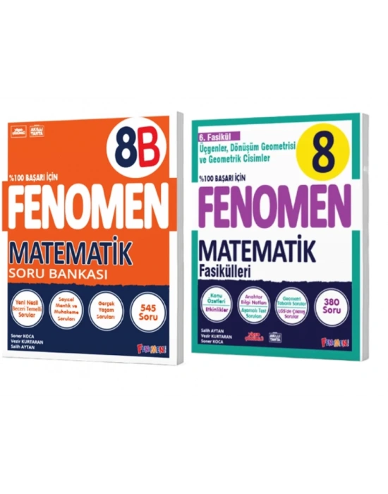 FENOMEN YAYINLARI 8. SINIF Matematik B Soru Bankası ve Matematik 6. Fasikül (Üçgenler, Dönüşüm Geometrisi Ve Geometrik Cisimler)(2 KİTAP)
