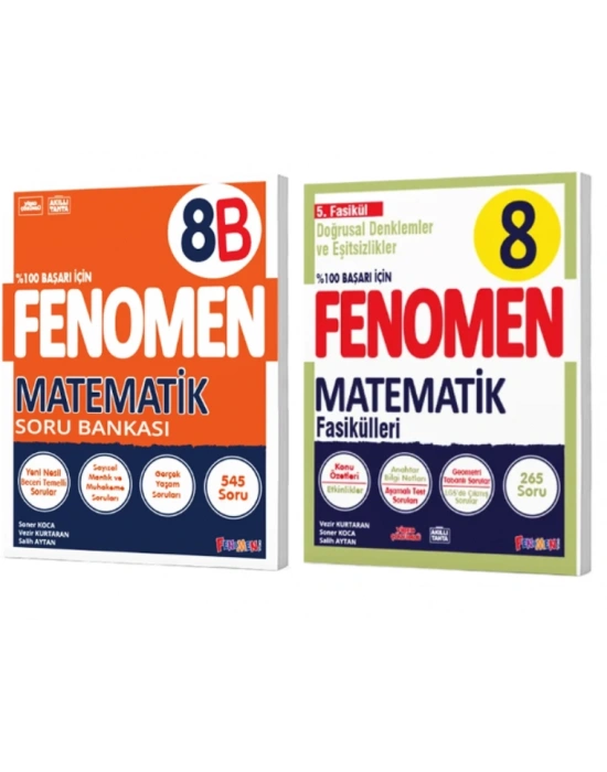 FENOMEN YAYINLARI 8. SINIF Matematik B Soru Bankası ve Matematik Fasikülü 5 (Doğrusal Denklemler Ve Eşitsizlikler)(2 KİTAP)