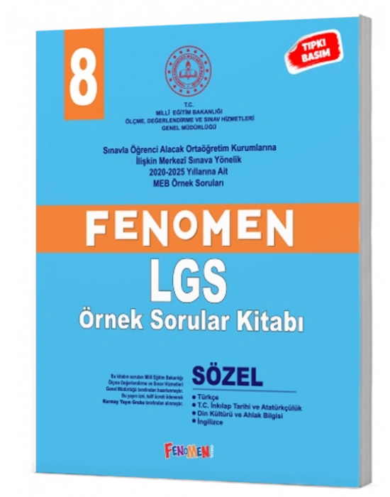Fenomen Yayınları 8.Sınınf Lgs MEB Sözel Örnek Sorular