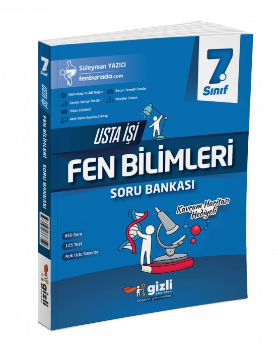 Gizli Yayınları 7. Sınıf Fen Bilimleri Usta İşi Soru Bankası (Kavram Haritası Hediyeli)