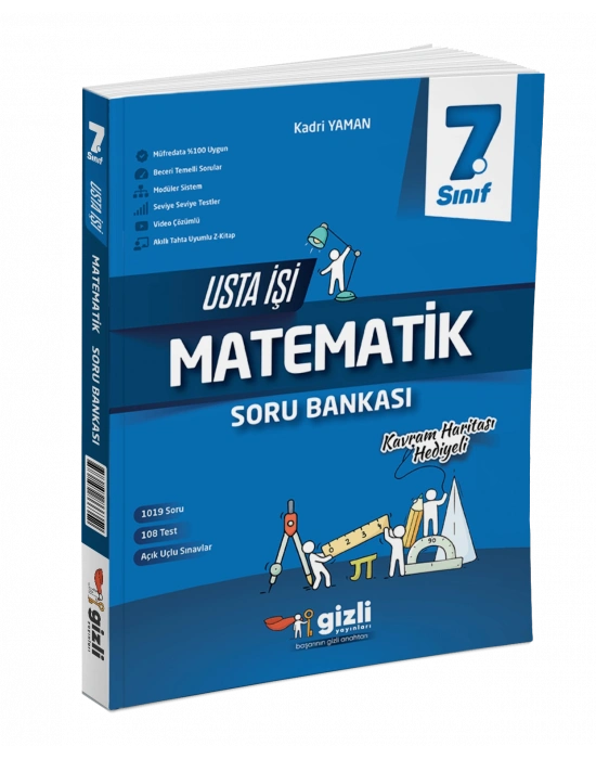 Gizli Yayınları 7. Sınıf Matematik Usta İşi Soru Bankası (Kavram Haritası Hediyeli)