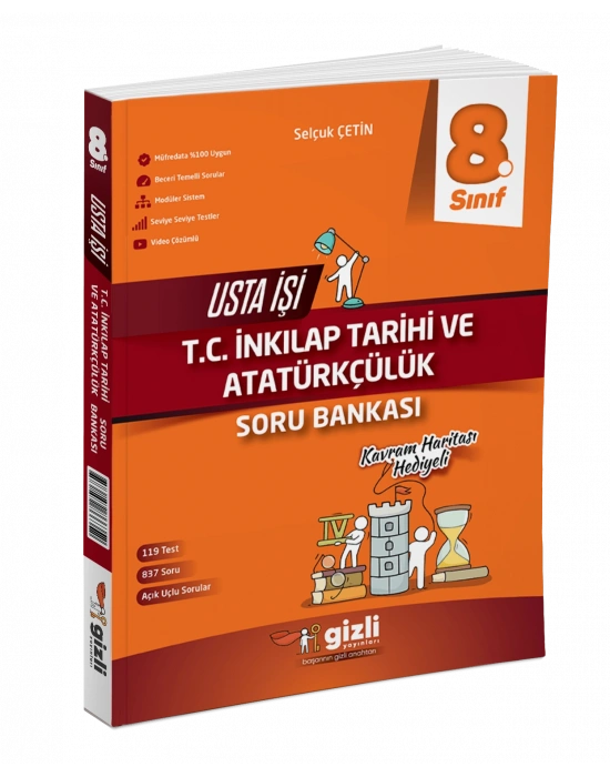 Gizli Yayınları 8. Sınıf İnkilap Tarihi Usta İşi Soru Bankası (Kavram Haritası Hediyeli)