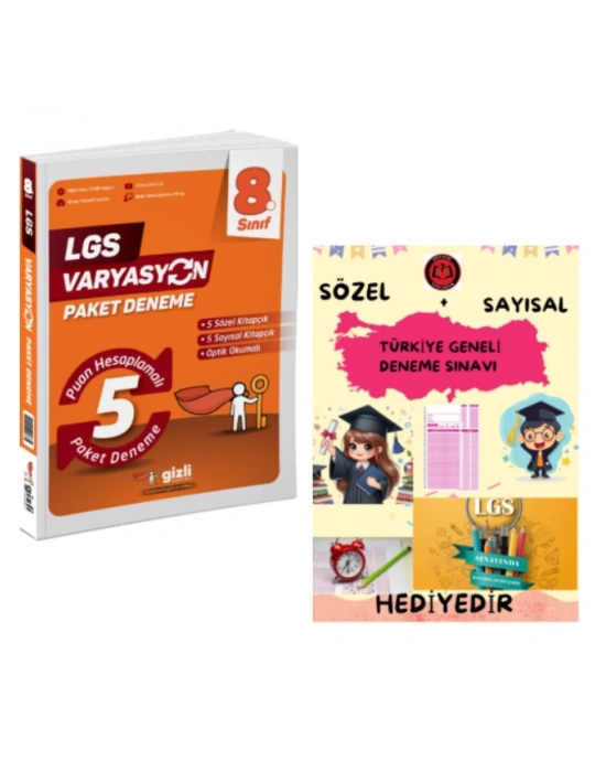 GİZLİ YAYINLARI 8.SINIF LGS VARYASYON PUAN HESAPLAMALI 5Lİ PAKET DENEME