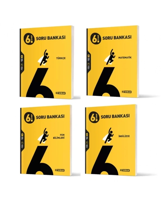 Hız Yayınları 6. Sınıf Türkçe - Matematik - Fen Bilimleri ve İngilizce Soru Bankaları ( 4 Kitap )