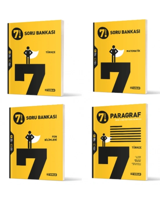 Hız Yayınları 7. Sınıf Türkçe - Matematik - Fen Bilimleri ve Paragraf Soru Bankaları ( 4 Kitap )