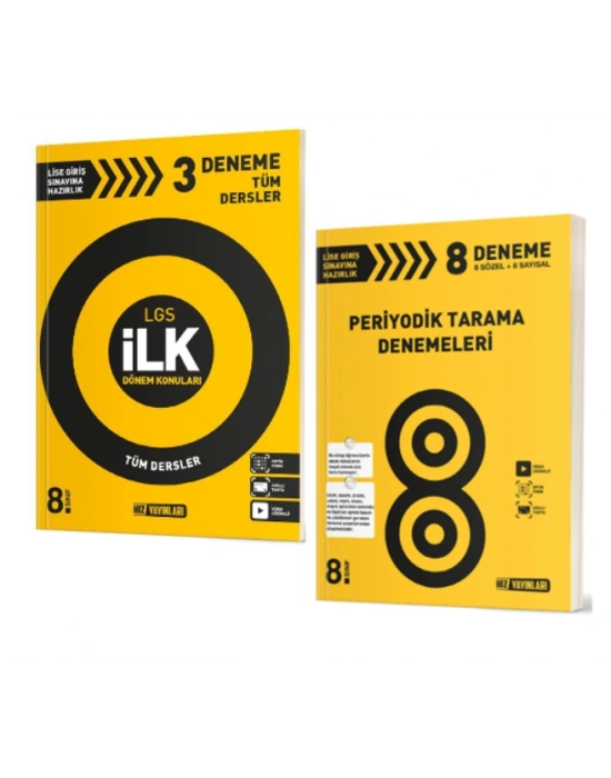 HIZ YAYINLARI 8. SINIF 3 LÜ İLK DÖNEM DENEME ve PERİYODİK TARAMA DENEMELERİ (2 Kitap)