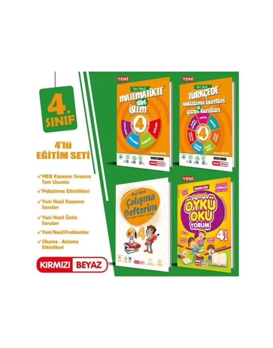 Kırmızı Beyaz Yayınları 4. Sınıf Pekiştirme Seti 4 Kitap