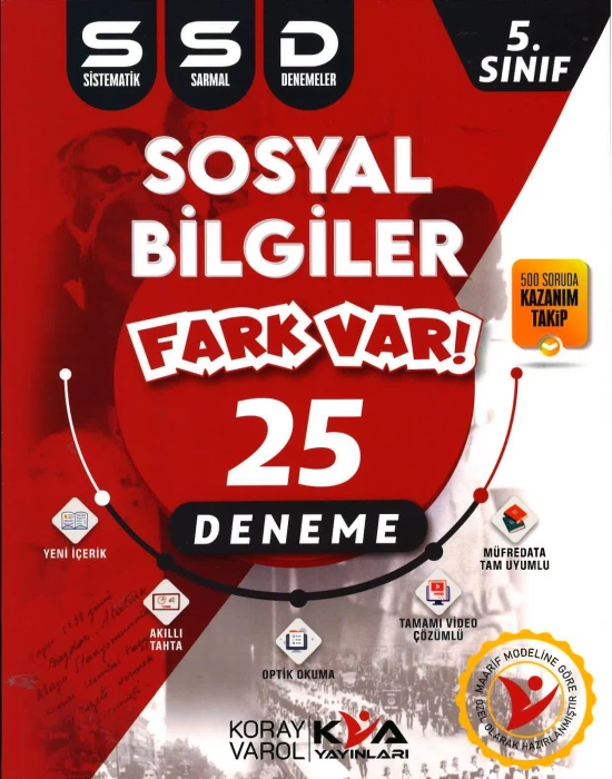 KORAY VAROL YAYINLARI 5.SINIF SOSYAL BİLGİLER FARK VAR 25Lİ DENEME (MAARİF MODELİNE UYGUN)