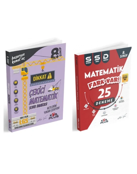 KORAY VAROL YAYINLARI 8. SINIF MATEMATİK DİKKAT ÇEKİCİ SORU BANKASI VE 25 SİSTEMATİK SARMAL DENEME (2 KİTAP)