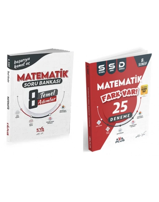 KORAY VAROL YAYINLARI 8. SINIF MATEMATİK TEMEL ADIMLAR SORU BANKASI VE 25 SİSTEMATİK SARMAL DENEME (2 KİTAP)