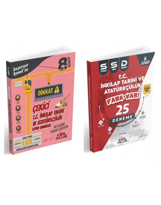 KORAY VAROL YAYINLARI 8. SINIF T.C. İNKILAP TARİHİ VE ATAÜRKÇÜLÜK DİKKAT ÇEKİCİ SORU BANKASI VE 25 SİSTEMATİK SARMAL DENEME (2 KİTAP)
