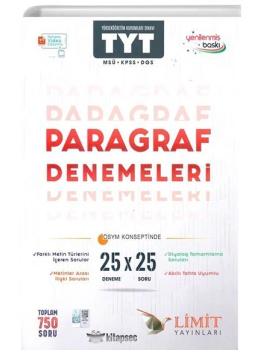 LİMİT YAYINLARI TYT 25Lİ PARAGRAF DENEME