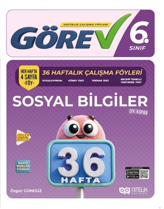 NİTELİK YAYINLARI 6.SINIF GÖREV SOSYAL BİLGİLER 36 HAFTALIK ÇALIŞMA FÖYLERİ