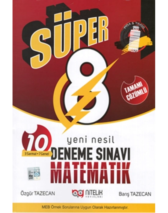 Nitelik Yayınları 8.SINIF DENEME YENİ NESİL SÜPER MATEMATİK TAMAMI ÇÖZÜMLÜ 10 DENEME SINAVI