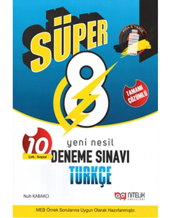 Nitelik Yayınları 8.SINIF YENİ NESİL SÜPER TÜRKÇE - MATEMATİK 10 DENEME SINAVI ( 2 Kitap )