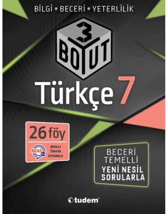 TUDEM YAYINLARI 7.SINIF 3 BOYUT TÜRKÇE BECERİ TEMELLİ SORULAR 26 FÖY