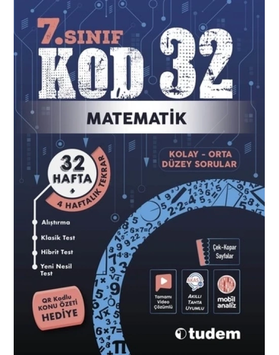 TUDEM YAYINLARI 7.SINIF MATEMATİK KOD 32 HAFTA TEKRAR TEST KİTABI