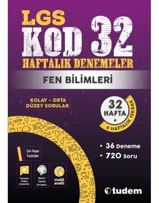 TUDEM YAYINLARI 8.SINIF LGS FEN BİLİMLERİ KOD 32 HAFTALIK DENEME