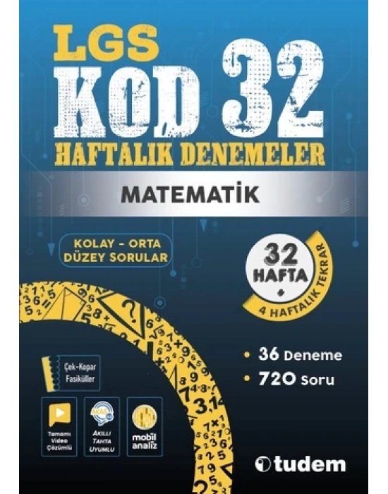 TUDEM YAYINLARI 8.SINIF LGS MATEMATİK KOD 32 HAFTALIK DENEME
