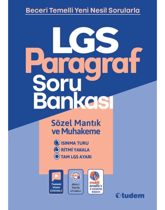 TUDEM YAYINLARI 8.SINIF LGS PARAGRAF SÖZEL MANTIK MUHAKEME SORU BANKASI