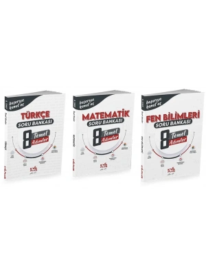KORAY VAROL YAYINLARI 8. SINIF TÜRKÇE - MATEMATİK - FEN BİLİMLERİ TEMEL ADIMLAR SORU BANKASI (3 KİTAP)